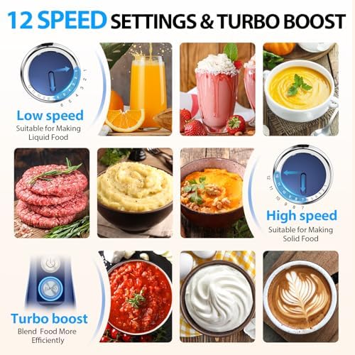 KOIOS Immersion Blender, 1000W Anti-scratch 3-in-1 Hand Blender, Upgraded 12 Speed Stainless Steel Blade Stick Blender with Turbo Mode, Whisk and Milk Frother, Non-BPA, Blue - Image 5