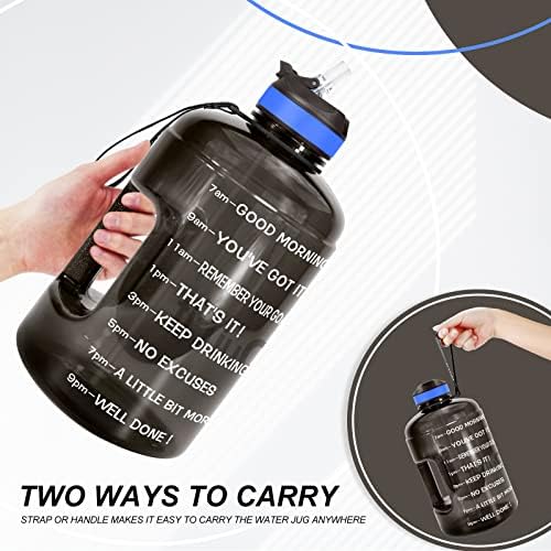Motivational Gallon Water Bottle - with Straw & Time Marker BPA Free Large Reusable Sport Water Jug with Handle for Fitness Outdoor Enthusiasts Leak-Proof
