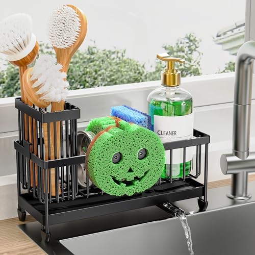 Sponge Holder for Kitchen Sink, Sink Caddy with Smiley Face Holder