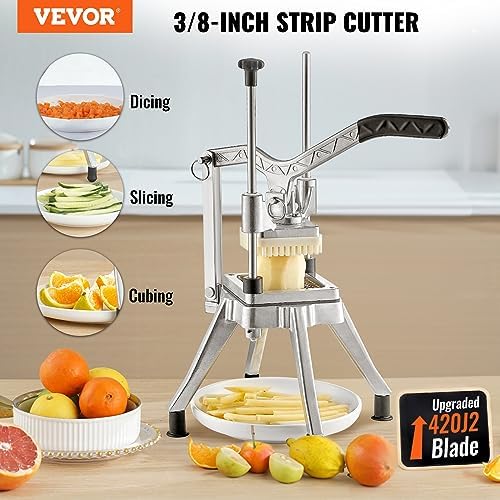 VEVOR Commercial Vegetable Fruit Chopper 3/8″ Blade Professional Food Dicer Kattex French Fry Cutter Onion Slicer Stainless Steel for Tomato Peppers Potato Mushroom Upgrade Style 3/8" - Image 2