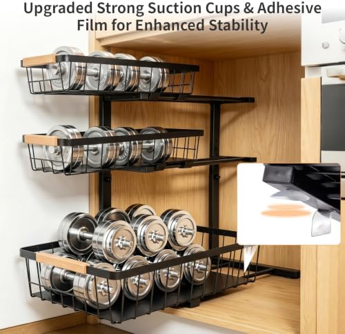 3 Tier Grid Pull Out Organizer Black 2 Pack Sliding Rack