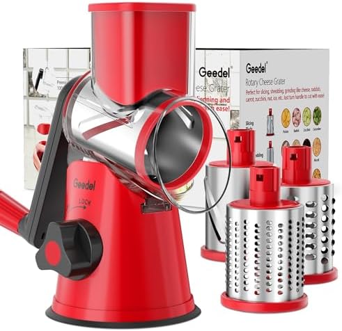 Geedel Rotary Cheese Grater Hand Crank, Cheese Shredder Vegetable Slicer by Geedel