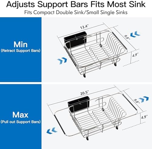 Sink Small Dish Drying Rack with Utensil Holder, for RV, Apartment
