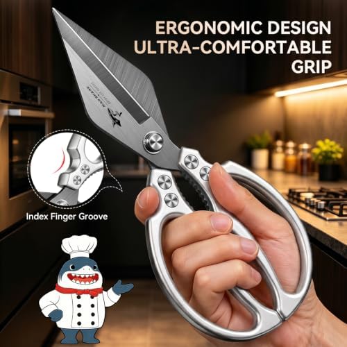 Heavy Duty Kitchen Shears, All Purpose Kitchen Scissors (Titanium Silver)