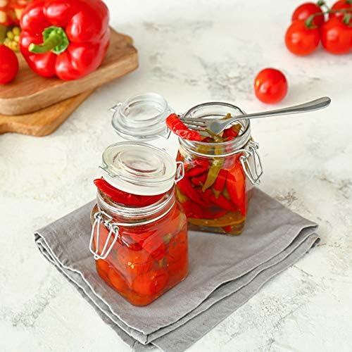 12 Pack 4 oz Mini Square Spice Jars with Airtight Hinged Lid