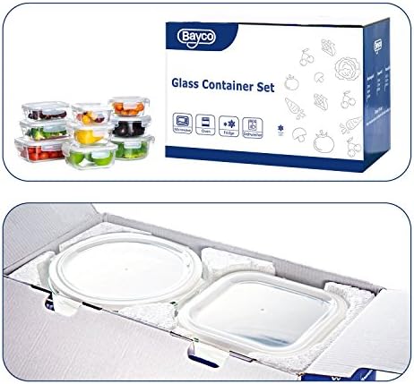 18 Piece Glass Food Storage Containers with Snap Locking Lids for Meal Prep