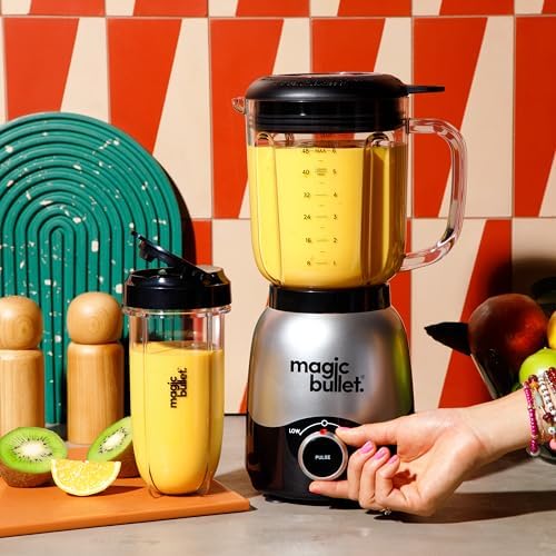Combo Blender, 600W, 48oz Pitcher, 16oz Cup with To-Go Lid, Easy Cleaning, Cross Blade, for Smoothies, Sauces, Shakes, Salsa, Hot Blends, Silver, MBF50200
