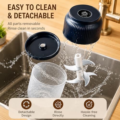 Household Electric Garlic Crusher, 6-Blade Cyclone Mini Chopper (1 White) - Image 5