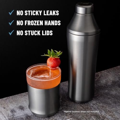 Hybrid Cocktail Shaker, Vacuum Insulated Stainless Steel, Gunmetal, 28 oz