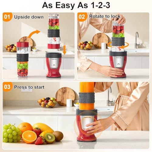 10-Piece Portable Personal Blender, 650W Smoothie Blenders - Image 5