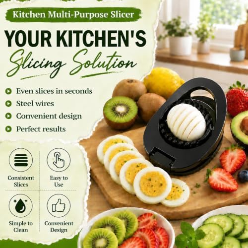 NOVANO Stainless Steel Wire Egg Cutter, Hard Boiled Egg Slicing Gadget, Egg Salad Making Tool, Versatile Kitchen Accessory for Eggs, Avocado, Strawberry, Kiwi Fruit - Image 2