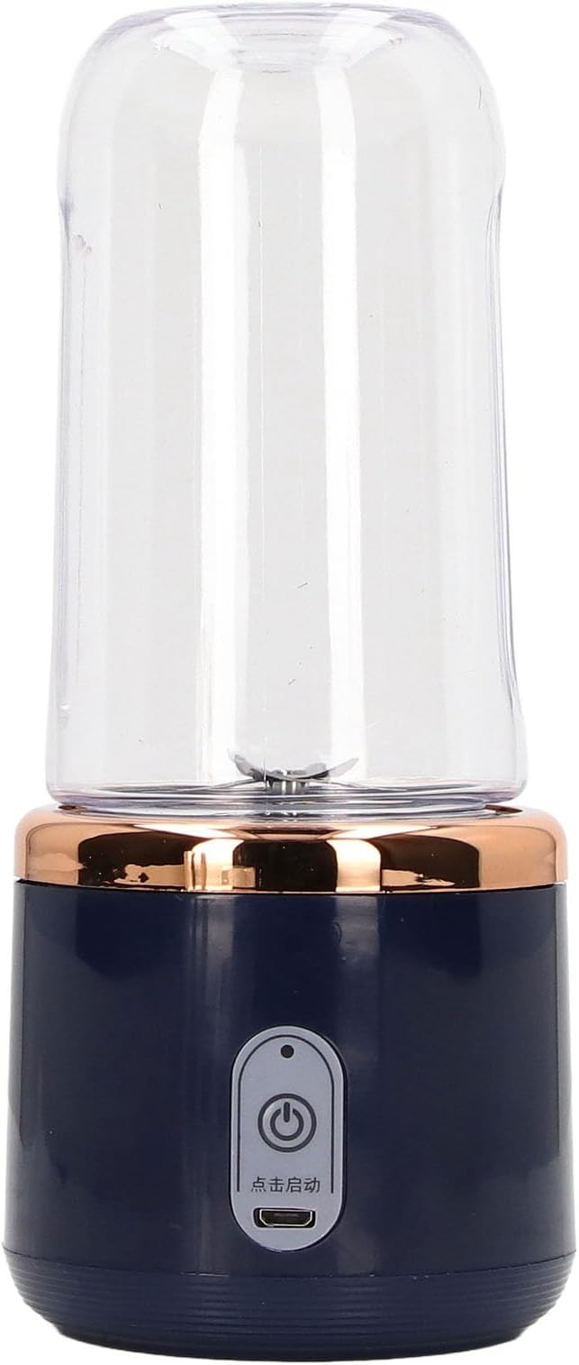 Honio Mini Blender, Portable Blender 300ml Capacity USB Charging for Fruit (Blue, 6Blades, Lid)