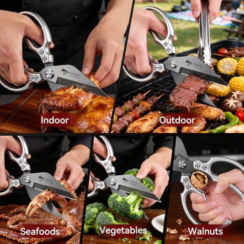 Heavy Duty Kitchen Shears, All Purpose Kitchen Scissors (Titanium Silver)
