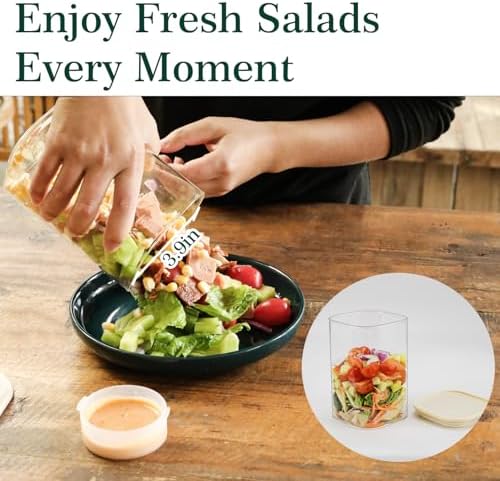 39oz Large Glass Salad Jars with Lids, Meal Prep Containers, 5pcs