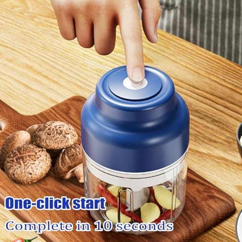 Electric Garlic Chopper, Mini Food Processor, Mini Portable Veggie Chopper with 4/6 Stainless Steel Blades, Rechargeable Small Food Processor for Garlic, Onion, Chili, Ginger, Nuts (Green, 250ML) - Image 3