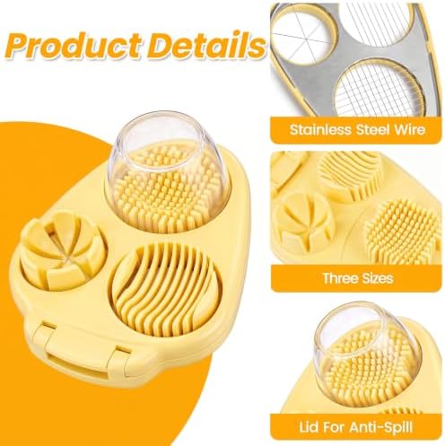 Joyzan 3 in 1 Egg Slicer, Hard Boiled Eggs 3 Way Cutter Manual Strawberry - Image 5