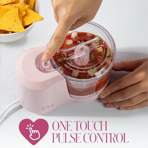 Paris Hilton 1.5-Cup Food Chopper, Stainless Steel Blade With One-Touch Pulse Control, Compact Mini Electric Chopper For Vegetables, Herbs, Nuts & Dressings, Pink - Image 2