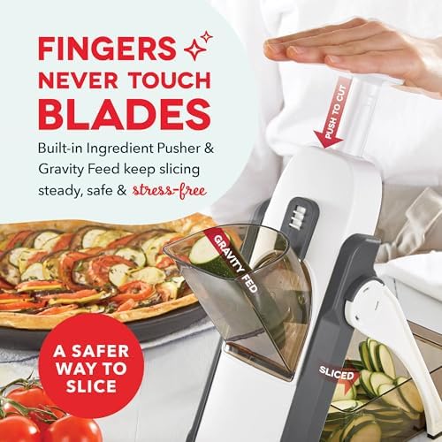Safe Slice® Mandoline - Compact, Foldable Food Slicer - Slice, Dice, Julienne & More - Perfect for Quick Food Prep - Recipe Guide Included - Cool Grey