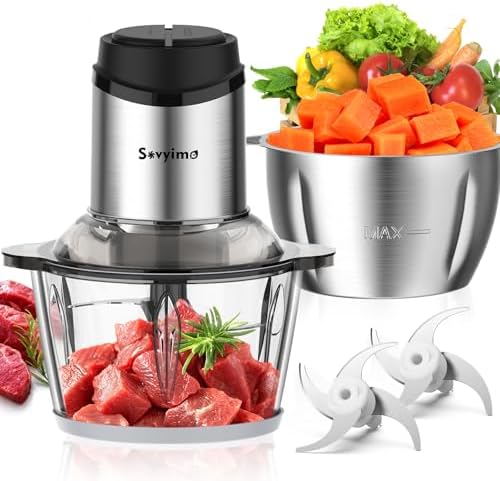 Sovyime Food Processor, 2‑Speed Electric Food Chopper & Small Meat Grinder by Sovyime