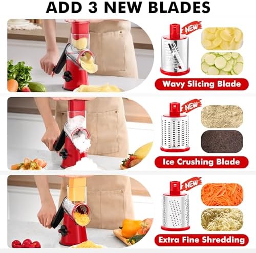 GDL Cheese Grater Hand Crank, Rotary Cheese shredder, Vegetable Slicer - Image 2