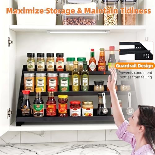 3-Tier Spice Rack Organizer, 13"-22" Expandable, Height Adjustable