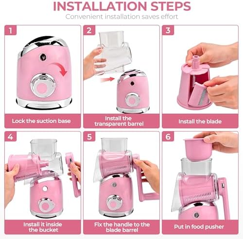 SUSTEAS Rotary Cheese Grater Hand Crank, Kitchen Shredder Vegetable Slicer - Image 3