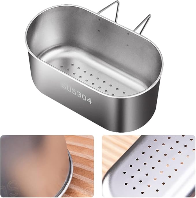 Stainless Steel Sink Drain Strainer Basket, Multifunctional Hanging Sink Strainer Colander Drain Basket Kitchen Sinks Food Waste Filter and Wash Vegetables Fruits(COLOR:Silver)