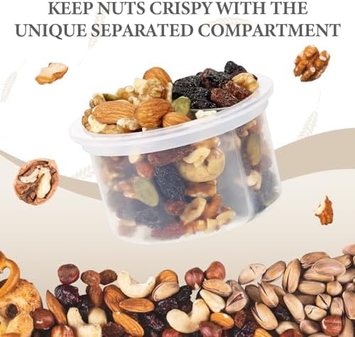 4 Pack Overnight Oats Containers with Lids, Folding Spoons and Divided Compartments for Fruit & Nuts, Small Glass 16oz Mason Jars for Oatmeal (4 Set-Oat White/Green/Rose/Blue)