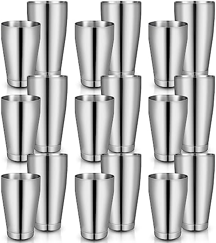 16 Pcs Cocktail Shaker Boston Cocktail Shaker Set, Stainless Steel Martini Drink Shakers Bartending, 18 Oz & 28 Oz Bar Professional Shake Mixer Tin Tools for Bartender Cocktails (Silver)