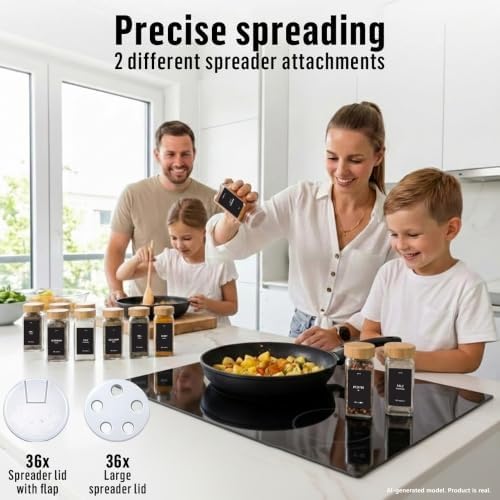 Spice Jars with Bamboo lids 36 x 4oz - Seasoning Jars +280 Labels