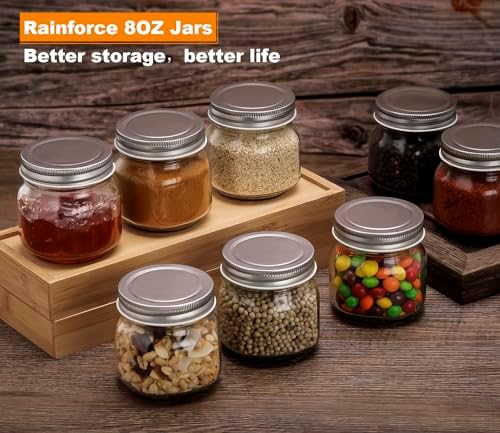 Mason Jars 8 oz 30 Pack Small Glass Caning Jars with Silver Lids