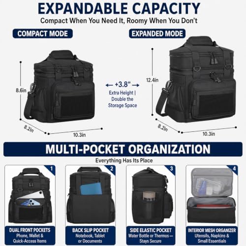 Tactical Lunch Box Men Expandable Insulated Leakproof Cooler Bag