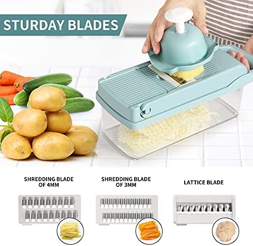 Ultra-Sharp 420-Grade Hardened Stainless Steel Onion Vegetable Chopper Dicer, 8 Interchangeable Blades, Includes Egg White Separator, Time Saver, 1 Year Warranty