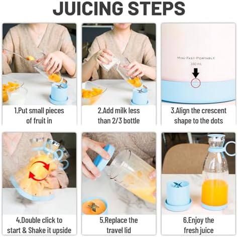 OTPEIR Portable Blender for Shakes and Smoothies with 11.83 Oz Travel Cup and Lid,Durable Stainless Steel Blades for Juice Blending Performance, Blue - Image 4