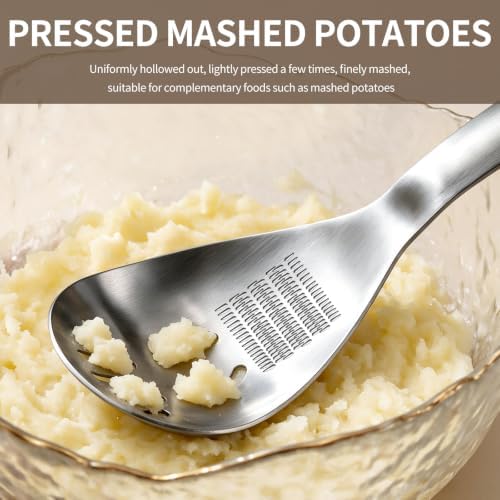 5‑in‑1 Multifunctional Cooking Spoon, 304 Stainless Steel Kitchen Utensil, Egg Yolk Separator, Potato Masher, Ginger Garlic Grater, Slotted Strainer Spoon, Dishwasher‑Safe, Set of 2