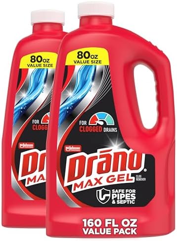 Max Gel Drain Clog Remover and Cleaner for Shower or Sink Drains, 80 oz, 2 pack