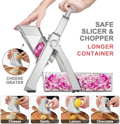 Safe Mandoline Slicer, 8 in 1 Vegetables Slicer and Chopper