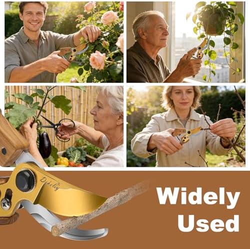 2Pack Garden Pruning Shears Set: Ultra Sharp SK5 Blade Gardening Shears & Precision Garden Scissors,Wood Like&Wide Walnut Ergonomic Handle,Perfect for Plant,Bonsai,Shrub,floral,Branch Trimming