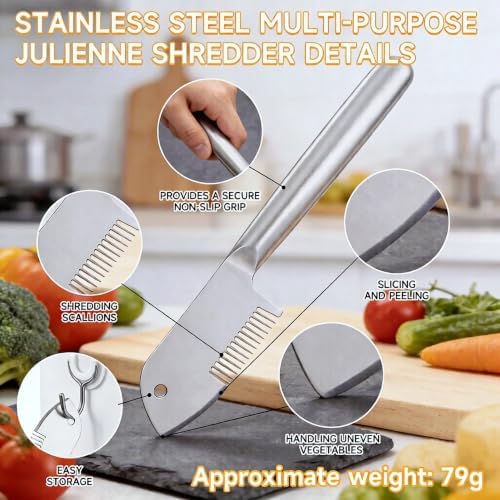 Stainless Steel Scallion Cutter, 2-in-1 Julienne Shredder