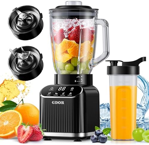 GDOR Smoothie Blender for Kitchen,1200W Glass blender with 5 Smart Programs by GDOR