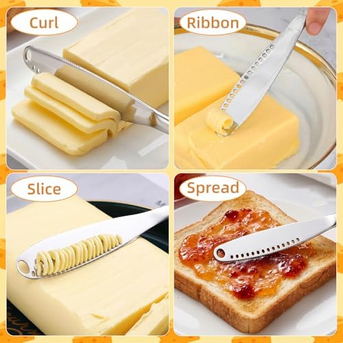 Butter & Cheese Slice Cutter - Stainless Steel Multipurpose Butter and Cheese Cutter Slicer for Evenly Slicing Butter Blocks, Cheeses, Eggs, Non-Stick，Compact & Portable for Home, BBQ, Camping - Image 4