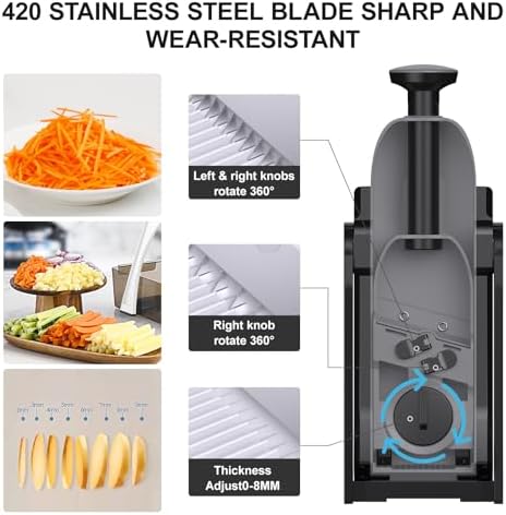 5 in 1 Adjustable Safe Mandoline Slicer for Kitchen with Paring Knife