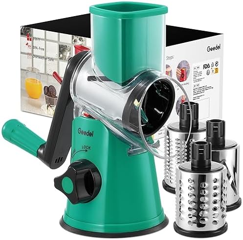 Geedel Rotary Cheese Grater Hand Crank, Cheese Shredder Vegetable Slicer by Geedel