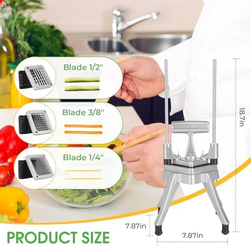 Commercial Vegetable Chopper & French Fry Cutter, 3-Blade Dicer