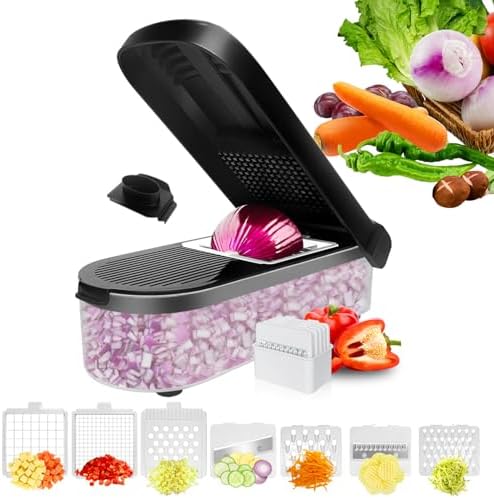 Veggie Chopper With Container Non-Slip Base, Stainless Steel Knives by Unknown