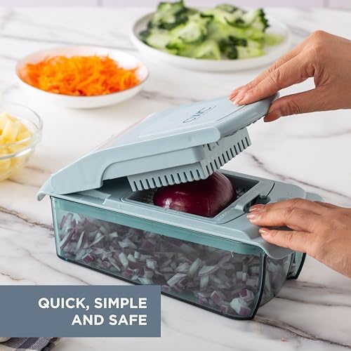 Cook with Color Vegetable Chopper - Multifunctional 11 in 1 Vegetable Chopper with Container - Food Chopper to Dice, Chop, Slice, Julienne and Spiralize, Blue - Image 3