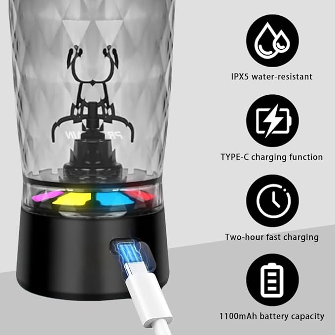 PROCHAIN Electric Protein Shaker Bottle, Protein Shakes Mixer, Portable Pre Workout Self Mixing Cup, Made with BPA-Free Tritan, 22oz