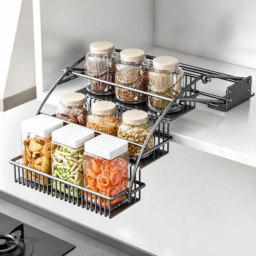 3-Tier Pull Down Spice Rack Organizer Expandable Pull-Out for Upper Cabinet