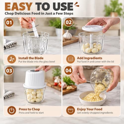 Electric Garlic Chopper 400ML, Cordless Mini Food Chopper Rechargeable - Image 6