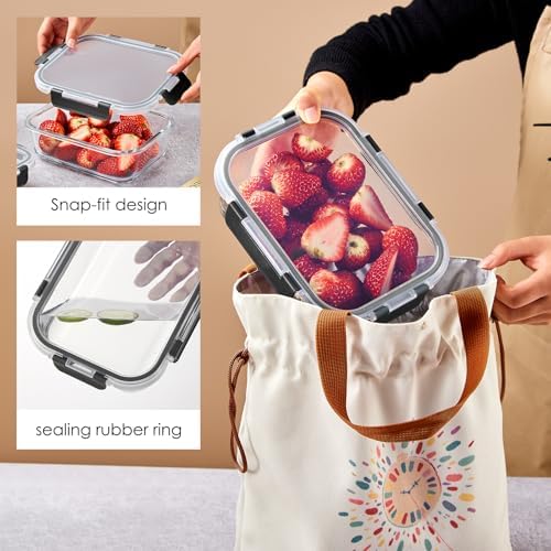 10 Pack Glass Food Storage Containers with Lids, Meal Prep Containers, Airtight Bento Boxes with Leak Proof Locking for Microwave, Oven, Freezer and Dishwasher, BPA Free